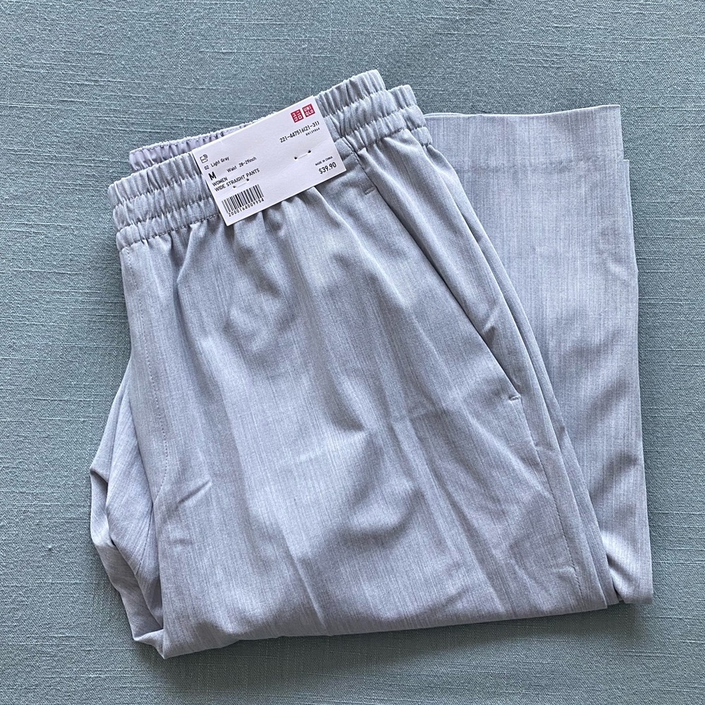 UNIQLO Wide Straight Pants Light Gray